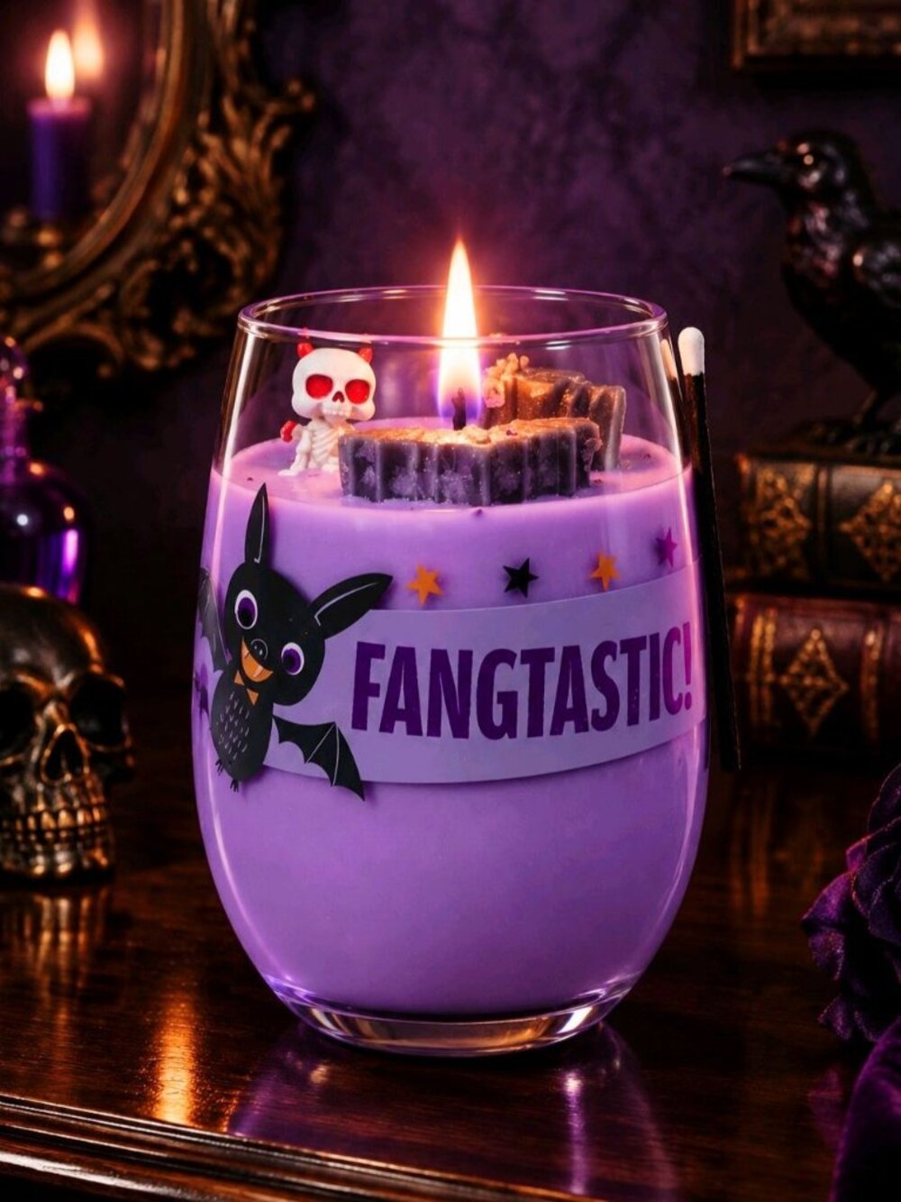 Artisan One Moon Flame Bite Night Halloween Fangtastic Cherry 20oz Goblet Candle